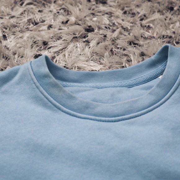 LOVEHEARTS Fries, Hummus & Garlic Bread Light Blue Retro Embroidered Sweater - Picture 4 of 11